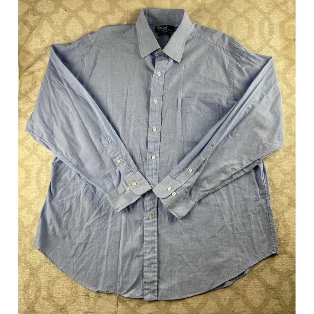 Polo Ralph Lauren Curham Mens 18 36/37 Blue Classic Fit Button Down Cotton Shirt